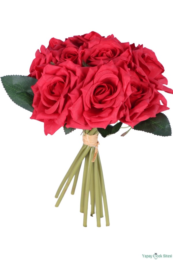 Premium Yapay Gül Demeti 25 cm 10lu Kırmızı - 2