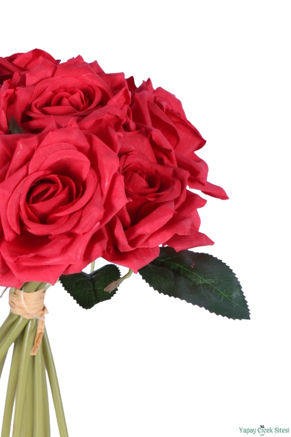Premium Yapay Gül Demeti 25 cm 10lu Kırmızı - 3