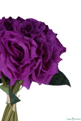 Premium Yapay Gül Demeti 25 cm 10lu Mor - 3