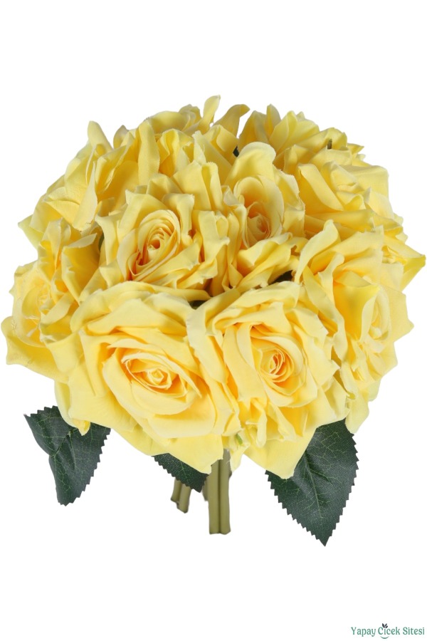 Premium Yapay Gül Demeti 25 cm 10lu Sarı - 3