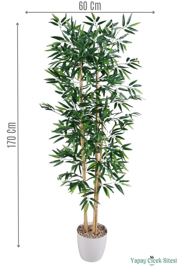 Yapay Bambu Ağacı 170 cm (Beyaz Saksılı) - 1