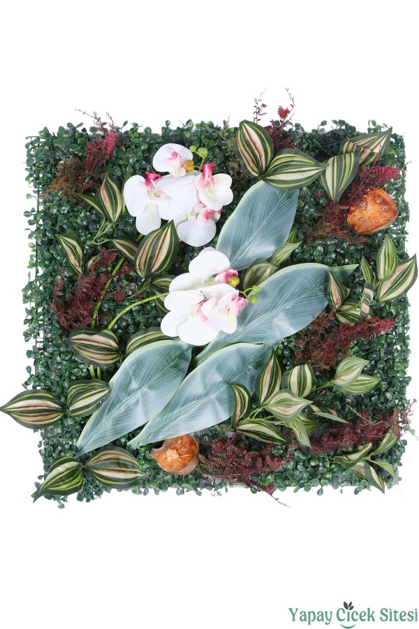 Yapay Bitkili Duvar Paneli 50x50 cm Model 4