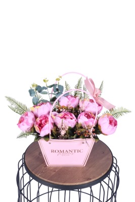 Yapay Çiçekli Romantic Çantalı Aranjman Model 32 - Yapay Çiçek Sitesi
