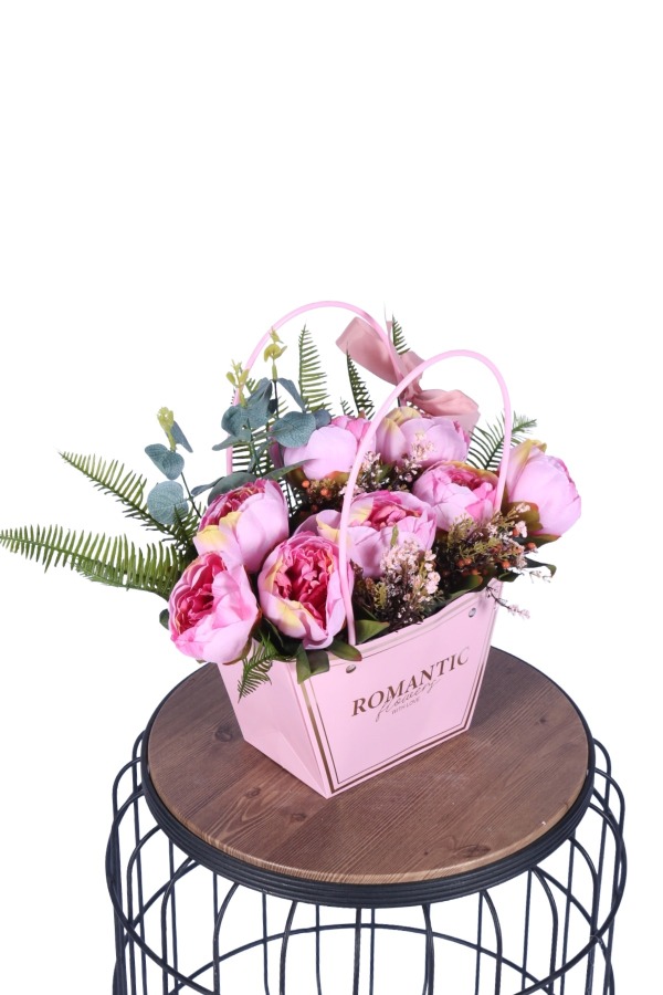 Yapay Çiçekli Romantic Çantalı Aranjman Model 32 - 4