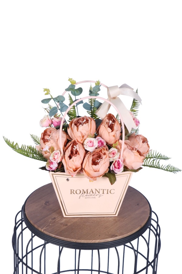 Yapay Çiçekli Romantic Çantalı Aranjman Model 34 - 1