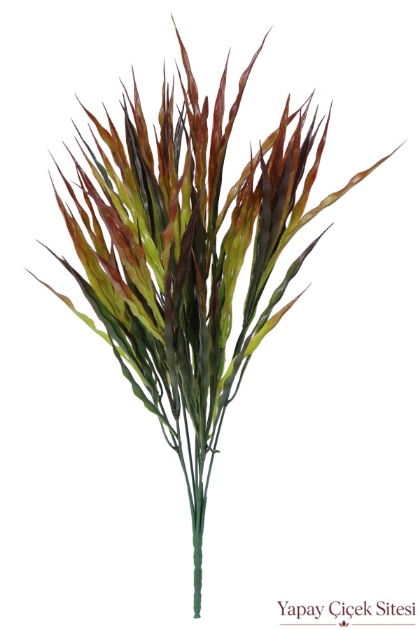 Yapay Dalgalı Sazlık Yeşillik Demeti 45 cm Kızıl Yeşil - 1