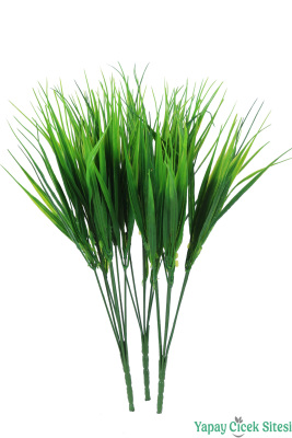 Yapay Dekoratif Yeşillik Çimen Saz Demeti 38 cm 3 Adet Yeşil - Yapay Çiçek Sitesi