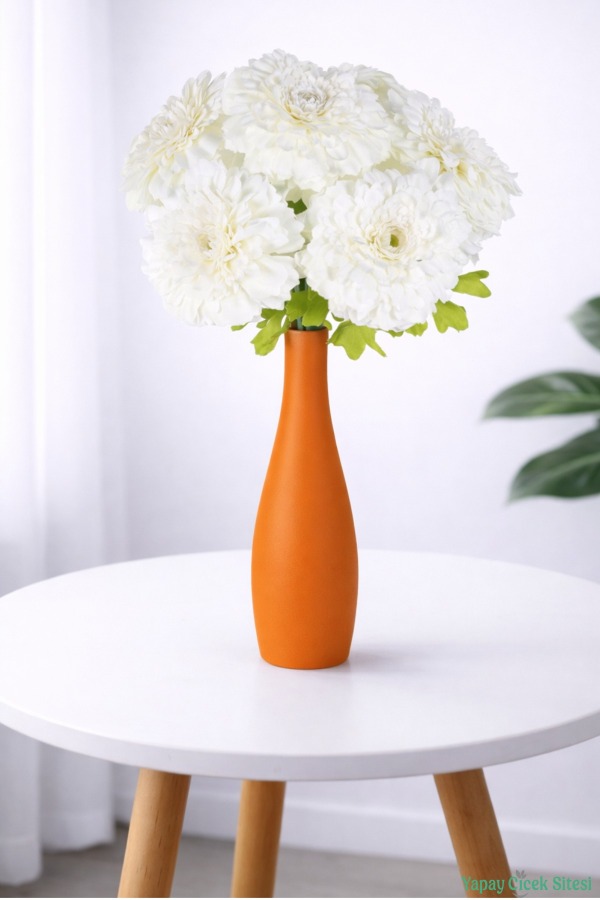 Yapay İri Kafalı Gerbera Buketi 6lı Beyaz - 1