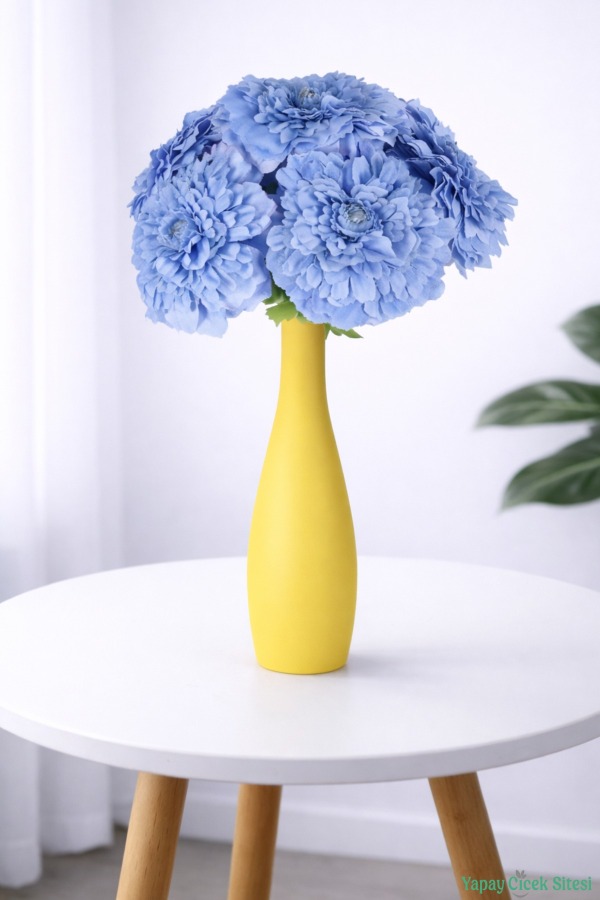 Yapay İri Kafalı Gerbera Buketi 6lı Mavi - 1