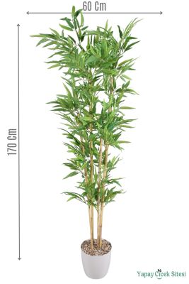 Yapay Kırçıllı Yaprak Bambu Ağacı 170 cm (Beyaz Saksılı) - Yapay Çiçek Sitesi