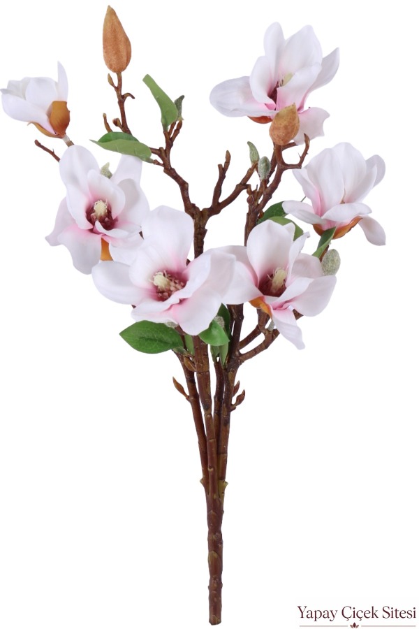 Yapay Manolya Demeti 53 cm Beyaz Pembe - 1