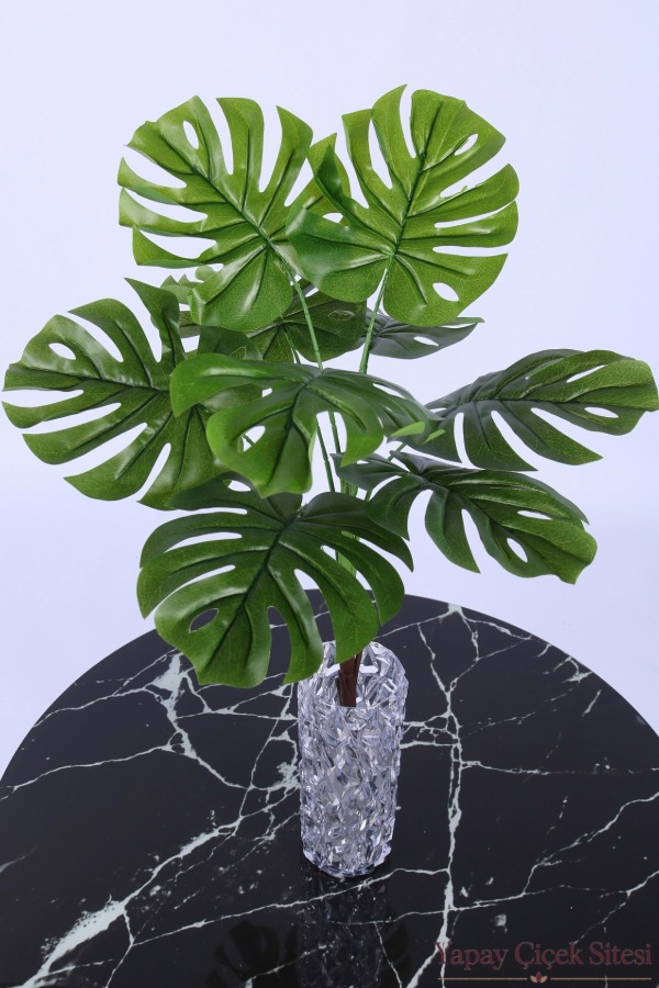 Yapay Monstera Deve Tabanı 9 Dal Dekor Bitkisi 70 cm Yeşil - 2