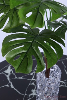 Yapay Monstera Deve Tabanı 9 Dal Dekor Bitkisi 70 cm Yeşil - 4