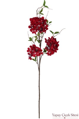 Yapay Ortanca Dalı 90 cm Bordo - Yapay Çiçek Sitesi