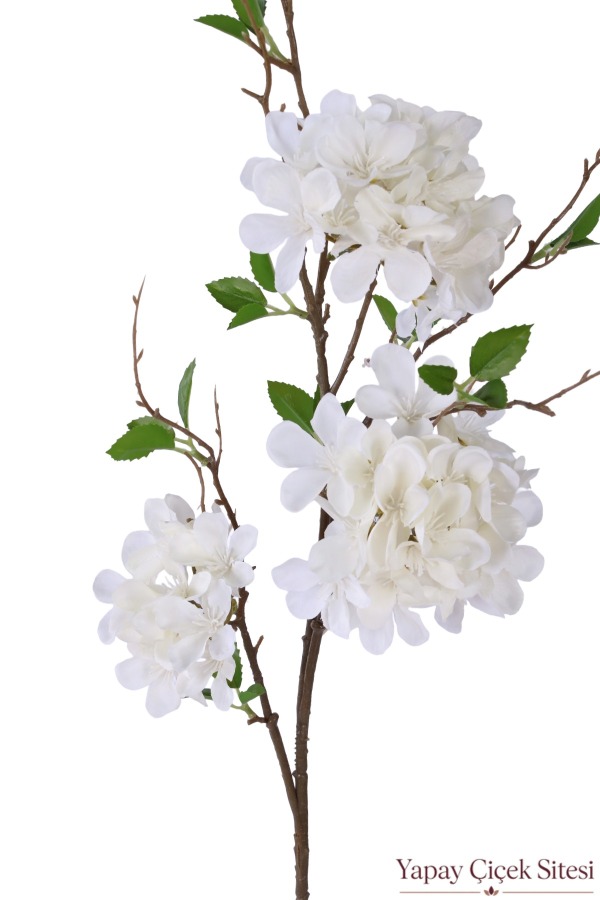 Yapay Ortanca Dalı 90 cm Krem Beyaz - 2