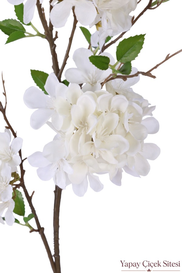 Yapay Ortanca Dalı 90 cm Krem Beyaz - 3