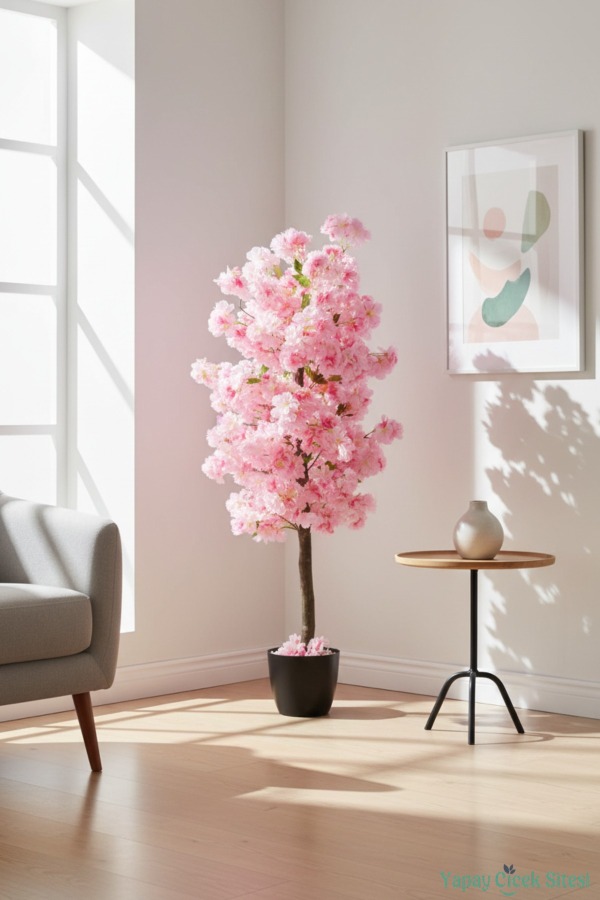 Yapay Premium Bahar Dalı Ağacı 125 Cm Pembe - 4