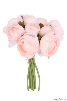 Yapay Şakayık Gülü 10 Dal 25 cm Pudra Pembe - 2