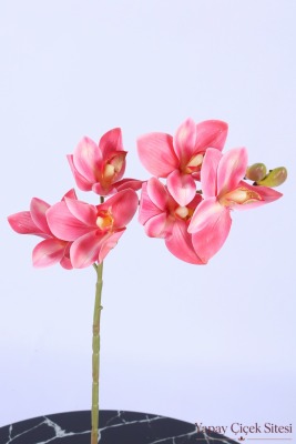 Yapay Tek Dal Singapur Orkidesi 72 cm Pembe - 4