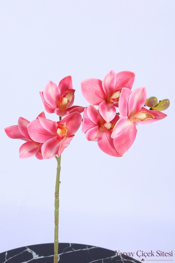 Yapay Tek Dal Singapur Orkidesi 72 cm Pembe - 4