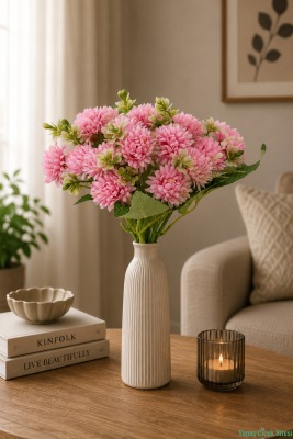 Yapay Tomurcuklu Krizantem 26cm Açık Pembe - Yapay Çiçek Sitesi